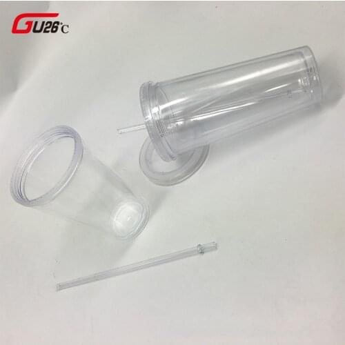 Novelty 480ml/600ml 12mm Hole Straw Transparent Double-deck Plastic Bring Cover Straw Cup For Bubble Milk Tea For Bar Cafe