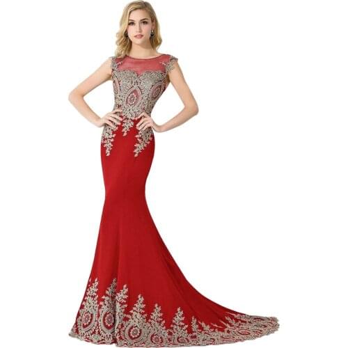 Real Photo Royal Blue Long Mermaid Evening Dresses 2020 Sheer Back Gold Applique Evening Gown Formal Dress Prom robe de soiree