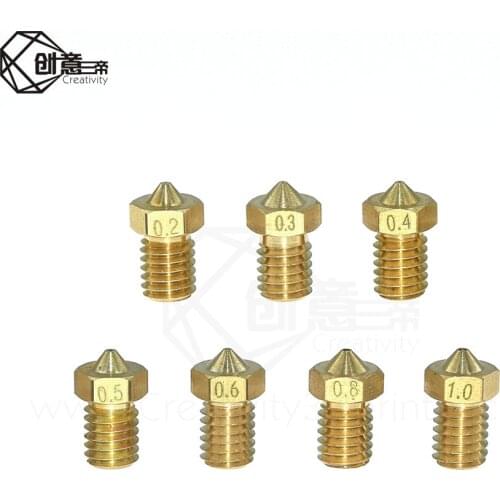 3D Printer V5 V6 M6 threaded Nozzle 0.2 0.25 0.3mm 0.35 0.4mm 0.5 0.6 0.8 1.0 Part Copper 3.0mm Filament