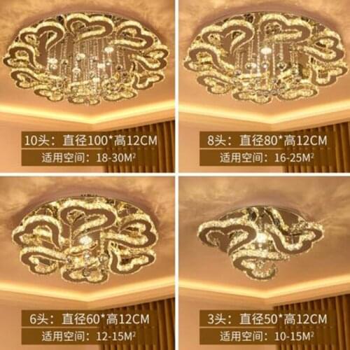 Modern minimalist LED crystal lighting living room round atmospheric luxury bedroom restaurant heart-shaped stepless dimming LED