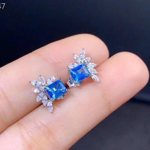 Topaz Earrings for Women Solid 925 Sterling Silver Earrings Trendy Elegant Party Gift Jewelry 4*5mm