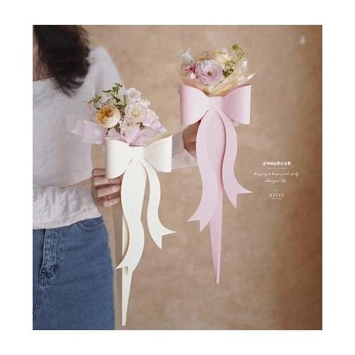 5pcs Valentines Day Bowknot Fairy Stick Flower Packaging Single Box Bouquet Floral Flower Arrangement Flower Material