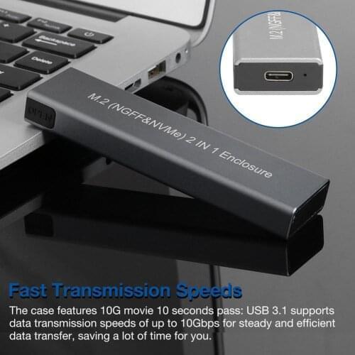 USB 3.1 Type-C M.2 NVMe SSD Enclosure 10Gbps M-Key PCI-E Solid State Disk Case HDD Case With USB Cable Pouch