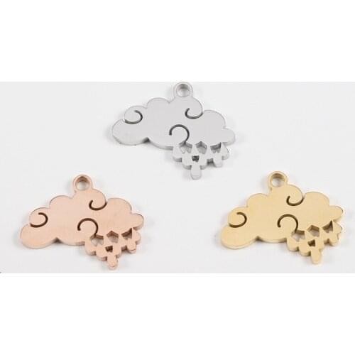 20pcs/Lot Stainless Steel Mirror Polished Cloud Charms Pendants For DIY Jewelry Making Necklace Bracelet 14*18mm