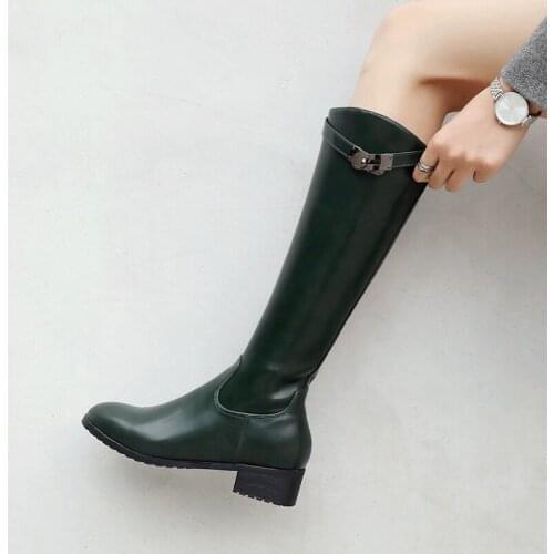 2020 new large womens boots 40-41-43 thick heel high boots spring autumn winter middle heel boots