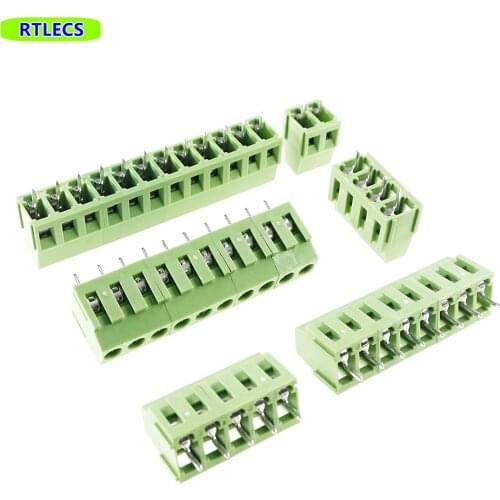 10 pcs DIY 0.20" 5.08 mm Pitch 2 Pin 3 & Assembled 4 5 6 7 8 9 10 12 poles PCB Screw Terminal Block through holes 300V 10A