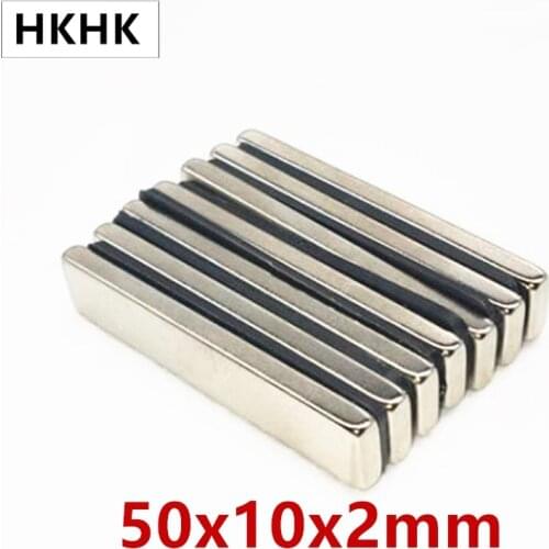 2-40pcs/lot Neodymium Magnet 50*10*2 N35 N52 Strong NdFeB Rare Earth magnets 50x10x2 mm Magnets for moto Thickness 2mm Strip