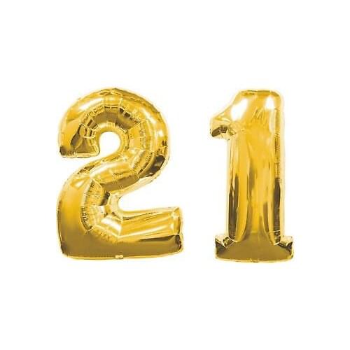 2pcs GIANT GOLD FOIL BALLOONS Nos 2 & 1 Adults age 21st happy BIRTHDAY PARTY DECORATION kits