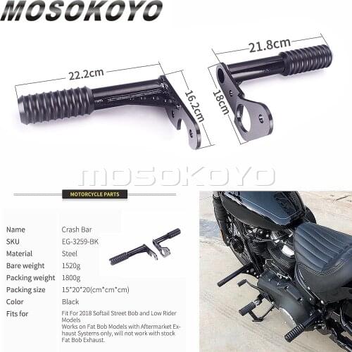 2pcs Passenger Peg Crashbars / Frame Slider for Harley 2018-Up Softail FXBB FXLR Street Bob and Low Rider Highway Peg Crash Bar