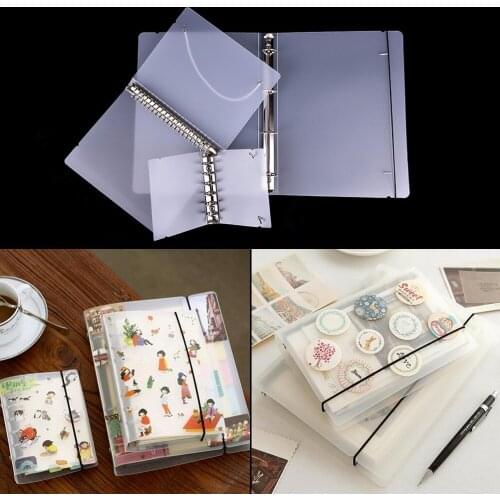 20 Holes Plastic Clip File Folder Transparent Color Plastic Notebook Journal Loose Leaf Ring Binder Diary Planner Cover A5 A6 A7