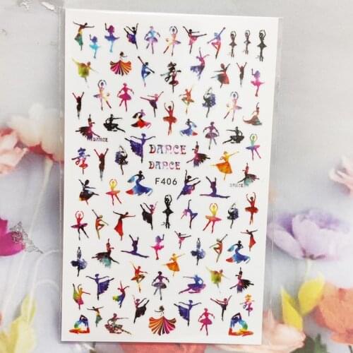 3D Stickers for Nails Ballet Girl Dance Skirt Nail Foils Sliders Fashion Manicure Sticker Cute Cartoons Nail Art Decoration
