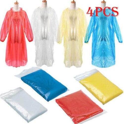 4Pcs Disposable Raincoat Adult Emergency Waterproof Poncho Travel Hiking Camping Rain Coat Unisex Rainwear Camping Rain Coat