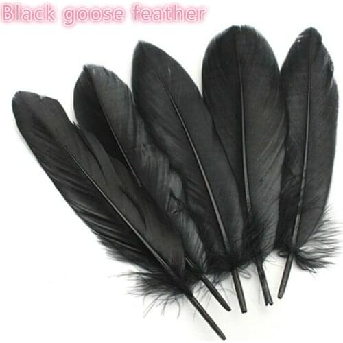 50pcs High Quality Beautiful Black Large Goose Feathers 15-20CMembellish floral arrangement material