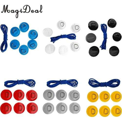 Kayak Accessories - 6Pcs Replacement D-Ring Patch/Pad + Elastic Rope for PVC Rib Inflatable Boat Raft Canoe Fishing Rigging