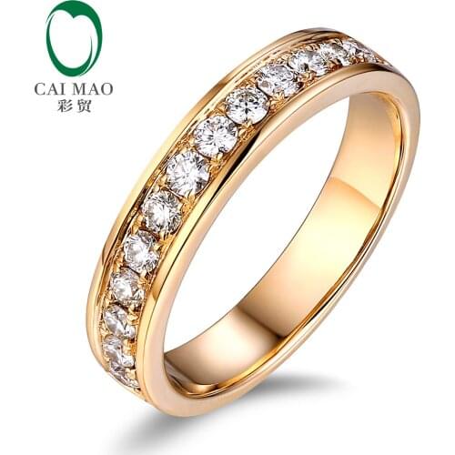 Free shipping 0.48ctw Natural Diamond 14K Yellow Gold Half Eternity Engagement Band
