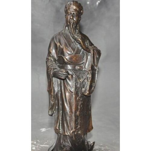 Free shipping old chinese bronze Three Kingdoms Famous Wise men Zhuge Liang Kongming Sculpture