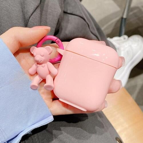For AirPods Pro Case AirPods 1/2 Cute Korea Bear Headphone Cover Air Pods 2 Candy Glossy Silicone Earphone Case