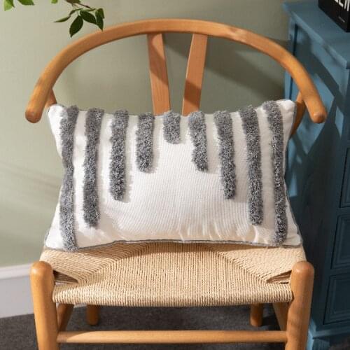 Moroccan Striped Pillowcase White Black Grey Cushion Cover Tufted Waist Pillow Case 30x50cm/45x45cm Home Decoration Pillow Cover