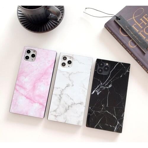 Square marble Phone case for iPhone 12 7 8plus luxury retro sty lematte cover for iPhone 11 pro Max X XS Max Silicone Soft Case