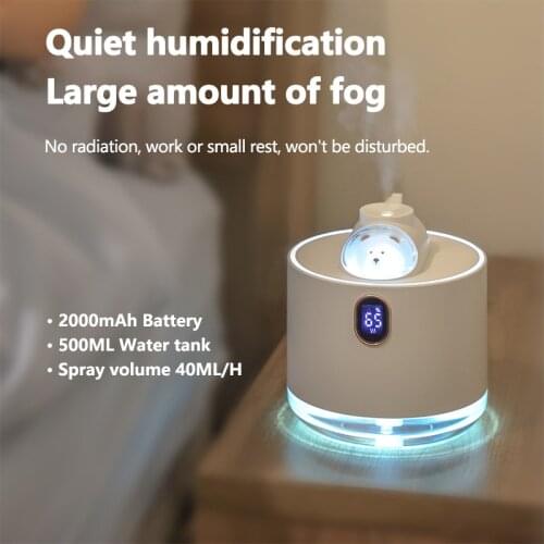 500ML Home Air Humidifier Aroma Diffuser Rechargeable With Two Spray Modes Have Night Light Essential Oil Diffusers Steam Maker