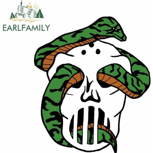 EARLFAMILY 13cm x 11.1cm For Snake Skull Hardcore Personality Car Stickers Graffiti Decal Vinyl Material Decals Scratch-Proof