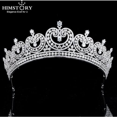 Himstory Sparkling New Designs Wedding Tiaras Crowns Full Cubic Zircon Bridal Hairbandsl Hair Accessories