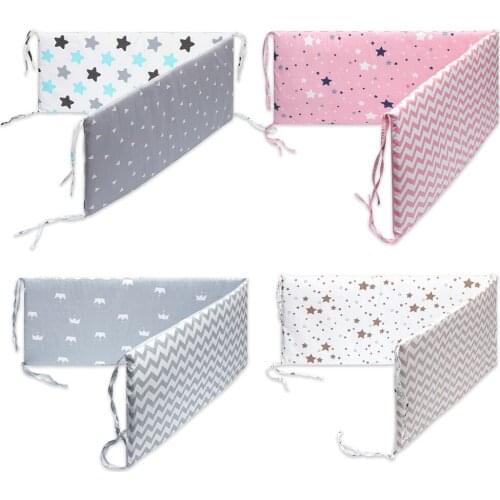 New Cotton Breathable Crib Bumper Pads Washable Padded Crib Liner Set For Baby Boys Girls Safe Bumper Guards Crib Rail Padding