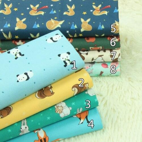 Half yard import plain cotton fabric 100% cotton handmade DIY patchwork garment dress quilts cloth, panda cat dog rabbit print