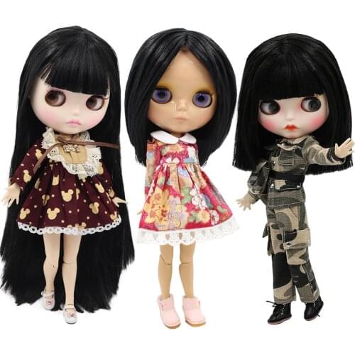 ICY DBS Blyth Doll 1/6 bjd BL9601 Black short hair glossy JOINT body with big breast girl toy gift