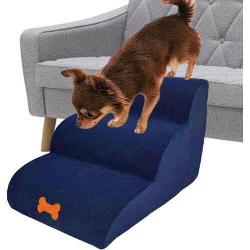 60x42x39cm Dog Stairs Dog Ladder Pet 3 Steps Dog Stairs For Small Cat Pet Ramp Ladder Anti-slip Removable Dogs Soft Pet Stairs