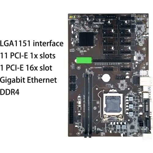 B250 BTC Mining Machine Motherboard 12 Pcie 16X Graphics Card Slot 1151 CPU Interface DDR4 SATA3.0 Mining Motherboard