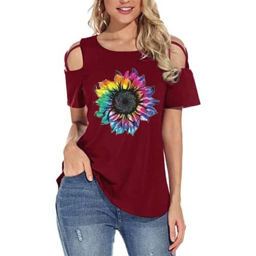 Fashion Women Print Off Shoulder Tshirt Large Size Summer Sexy Short Sleeve O-neck Pullovers Tops Street Tee Дамски Тениски #T1Q