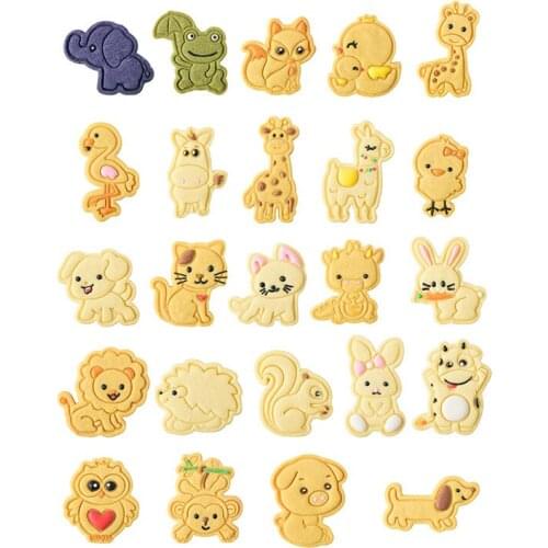 Cartoon Animal Cookie Cutter Dinosaur Flamingo Sugar Crafts Mold Plastic Cake Moulds Cookie Stamp Cutter Cake Decoration Tool
