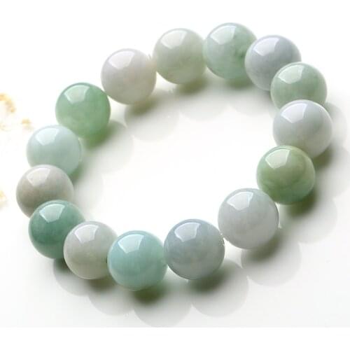 Natural a goods jade bracelet male and female authentic Burmese jade hand string 13mm beads Jade Bracelet