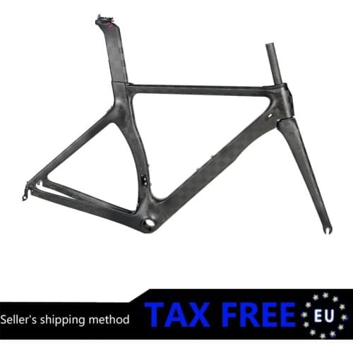 The new Road bike frame 700C R3 black carbon fiber T800 18K comes with front fork and seat tube for BB92 1.8kg Gloss/Matte