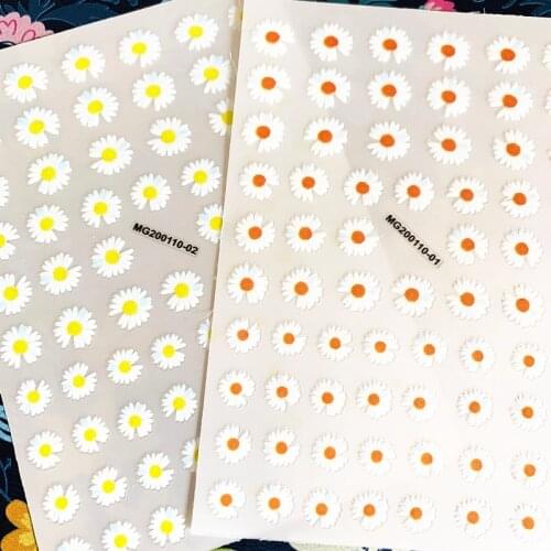 Newest HANYI-437 Color sunflower 3d nail art sticker nail decal stamping export japan designs rhinestones decorations