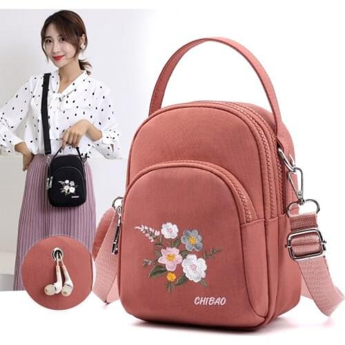 2019 NEW Fashion Women Shoulder Bags Embroidery color frower Lady Simple Casual Style Nylon Cloth Waterproof HandBags ZX-131
