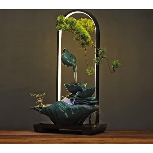 New Chinese style Landscape plants flow of water Zen garden Backflow censer Desktop furnishing articles geomantic home decore