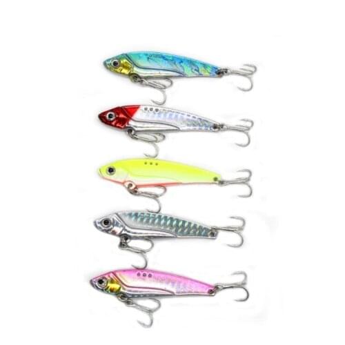 Wholesale 100pcs/lot VIB Metal Fishing Lures Crankbaits Fly Fishing Baits with Hooks 5cm/6gs 6.5cm/12gs Mixed colors