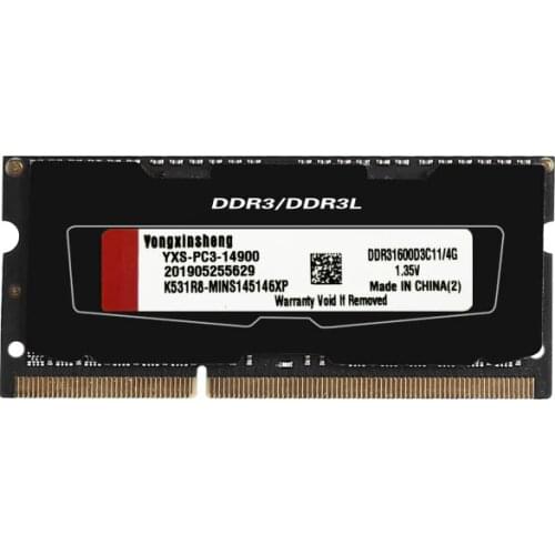 Yongxinsheng 2GB 4GB 8GB RAM PC3L-12800 14900Laptop SO-DIMM DDR3L 1600 1866MHz Memory RAM 1.35V NON ECC