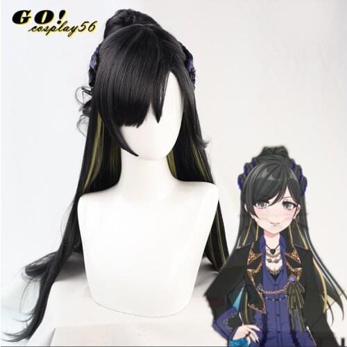 Tsubaki Aoyagi Cosplay Wig Black 80cm Long Straight Curly Ponytail Braided Heat Resistant Hair Adult Halloween Role Play