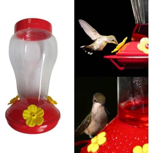 Plastic Wide Mouth Hummingbird Water Feeder Patio Yard Window Outdoor Hanging Flower Shape Bird Drinker Waterer with Hook