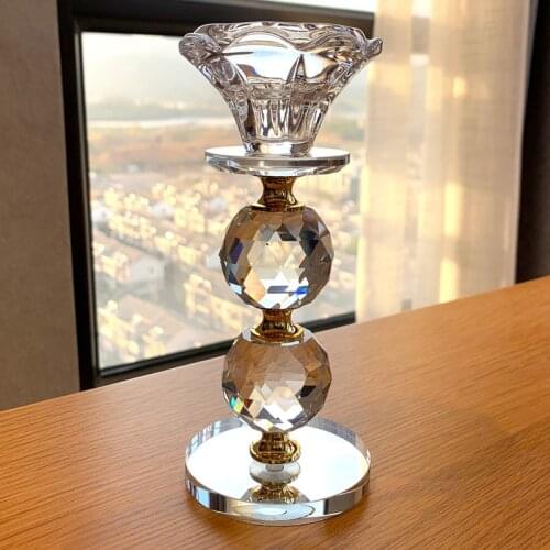 Crystal Glass Candle Holders Feng Shui Bowl Candlestick For candelabra centerpieces Wedding Home Bar Party Decor Table Ornament