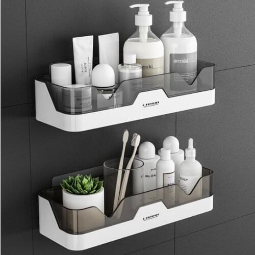 Bathroom Shelf Shower Caddy Organizer Wall Mount Shampoo Rack With Towel Bar No Drilling Kitchen Storage Bathroom Accessories