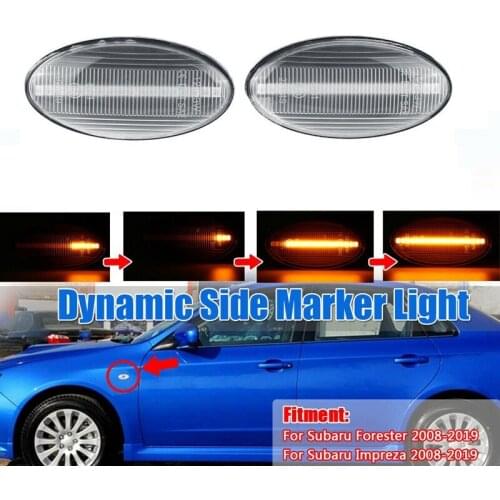 Clear Lens Yellow LED Dynamic Turn Signal Lamp Side Marker Lights for Subaru Forester Impreza 2008-2019