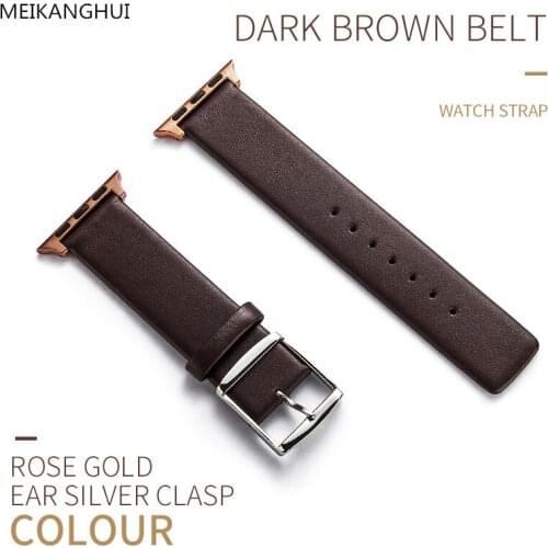 MEIKANGHUI Classic Brand Leather Watch Band for Apple Watch iwatch 38/42mm Series 1 2 3 Mens Womens Wrist Watch Bracelet
