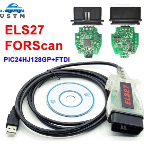 V2.3.8 OBD2 Code Reader ELS27 FORScan Works For Green PCB FTDI Chip+PIC24HJ128GP Better Than ELM327