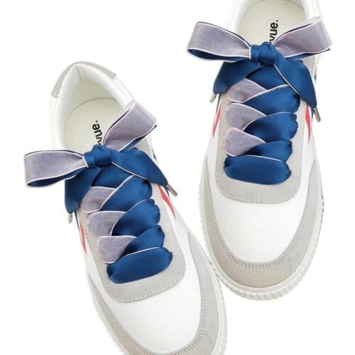 1 Pair Silk Shoe Laces Satin Ribbon Flat Shoelaces Girls Casual Canvas Shoes Double-sided Weaving White Shoelace 20 Color