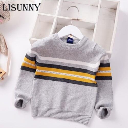 Boys Sweater Pullover 2021 Autumn Winter Kids Striped Children Baby O-Neck Sweater Fashion Clothes England Style Toddler Jumper