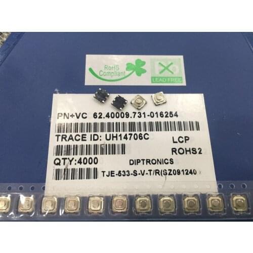 Taiwan Yuanda DIP TJE-533 TJE-533-S-V-T/R 5.2*5.2*1.5 Tact Switch Patch 4 feet